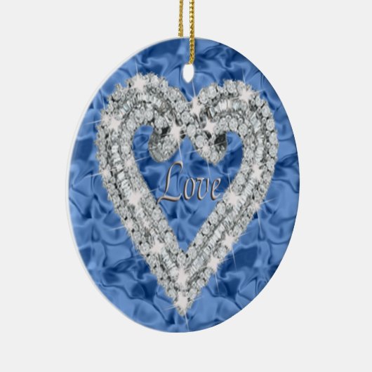 Blue Round Love Diamond Heart Ornament (Rechts)