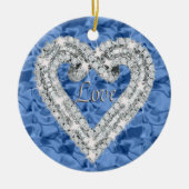 Blue Round Love Diamond Heart Ornament (Voorkant)