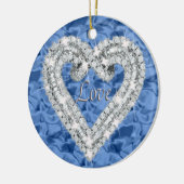 Blue Round Love Diamond Heart Ornament (Links)
