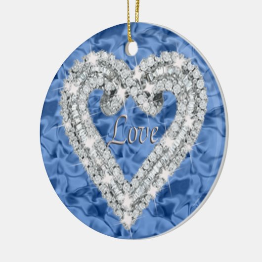 Blue Round Love Diamond Heart Ornament (Links)