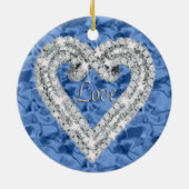 Blue Round Love Diamond Heart Ornament (Achterkant)