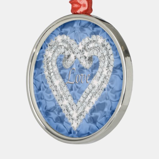 Blue Round Love Diamond Heart Ornament (Links)