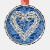 Blue Round Love Diamond Heart Ornament (Voorkant)
