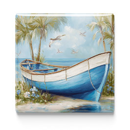 Blue Rowboat Beach Fridge Magnet | Coastal Magnet