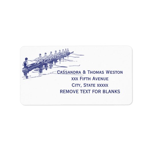 Blue Rowing Rowers Creming Team Water Sports #3 Etiket (Voorkant)