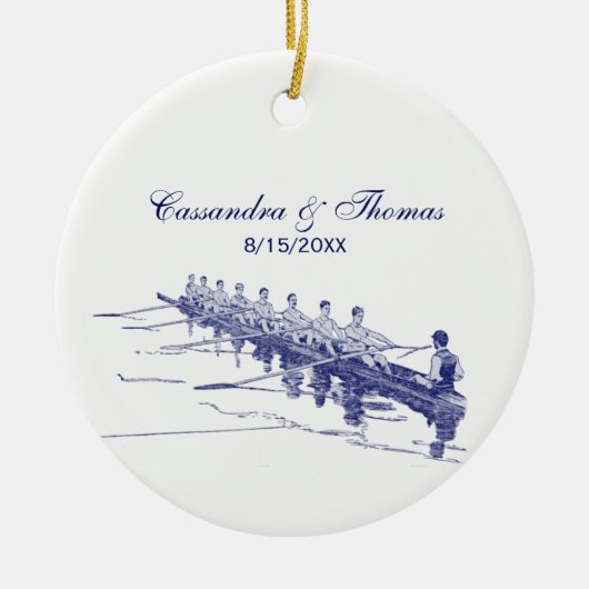 Blue Rowing Rowers Creming Team Water Sports #3 Keramisch Ornament (Voorkant)