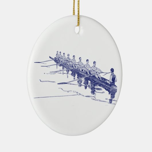 Blue Rowing Rowers Creming Team Water Sports #3 Keramisch Ornament (Rechts)