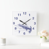 Blue Rowing Rowers Creming Team Water Sports #3 Vierkante Klok (Huis)