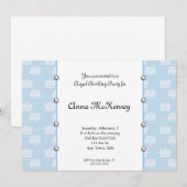 Blue Royal Birthday Invitation Kaart (Voorkant / Achterkant)