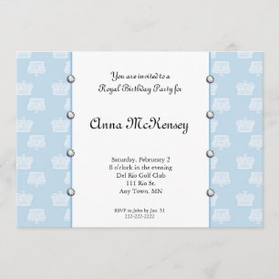 Blue Royal Birthday Invitation Kaart