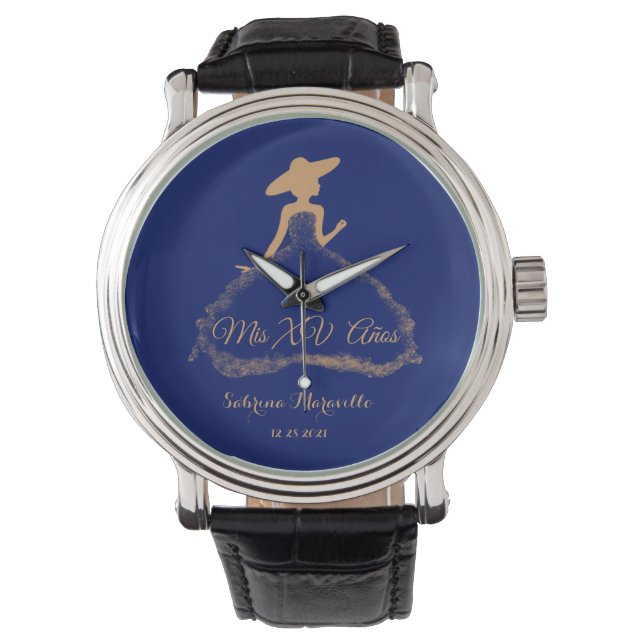 Blue Royal charra quinceañera, azul watch wester Horloge (Voorkant)