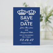 Blue Royal Couple Save the Date (Staand voorkant)