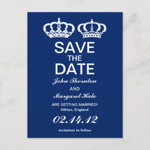 Blue Royal Couple Save the Date Aankondigingskaart