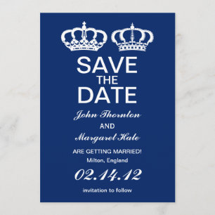 Blue Royal Couple Save the Date Kaart