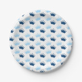 Blue Royal Crowns Fairytale Prince Baby shower Papieren Bordje (Voorkant)