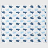 Blue Royal Crowns Fairytale Prince Storybook Party Cadeaupapier (Vlak)