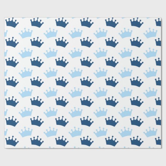 Blue Royal Crowns Fairytale Prince Storybook Party Cadeaupapier (Vlak)