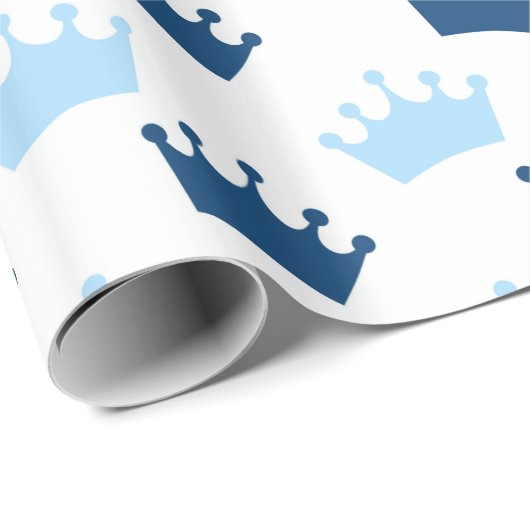Blue Royal Crowns Fairytale Prince Storybook Party Cadeaupapier (Rol Hoek)