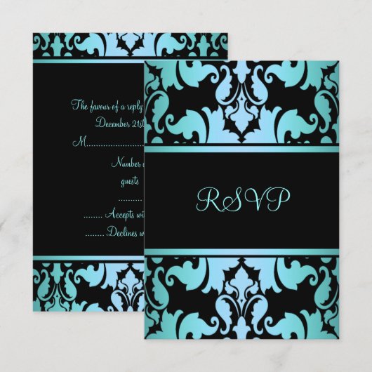 Blue Royal Damask RSVP (Voorkant / Achterkant)