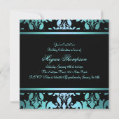 Blue Royal Damask Sweet16 Verjaardag Uitnodigen Kaart (Achterkant)