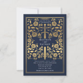 Blue Royal Medieval Gold Sword Wedding Invitation Kaart (Voorkant)