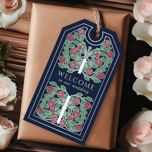 Blue Royal Medieval Silver Sword Wedding Welcome Cadeaulabel