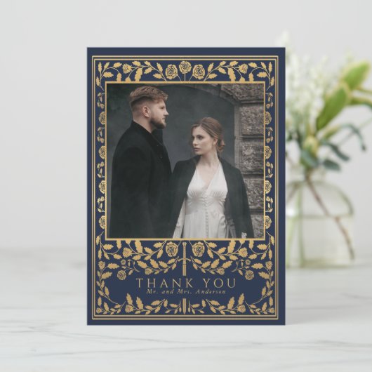 Blue Royal Medieval Sword Weddenschap Hartelijk da Bedankkaart (Staand voorkant)