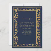 Blue Royal Medieval Sword Weddenschap Hartelijk da Bedankkaart (Achterkant)