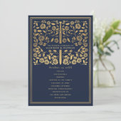 Blue Royal Medieval Sword Wedding Programme Programmakaart (Staand voorkant)
