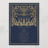 Blue Royal Medieval Sword Wedding Programme Programmakaart (Voorkant)