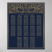 Blue Royal Medieval Sword Wedding Seating Chart Poster (Voorkant)