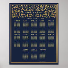Blue Royal Medieval Sword Wedding Seating Chart Poster