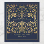 Blue Royal Medieval Sword Wedding Wijn Etiket (Enkel label)