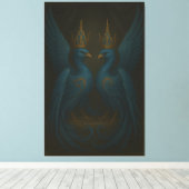 Blue Royal Phoenix Duo · Luxe Canvasprint Canvas Afdruk (Insitu (Houten vloer))