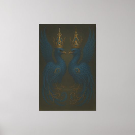 Blue Royal Phoenix Duo · Luxury Canvas Print (Voorkant)