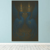 Blue Royal Phoenix Duo · Luxury Canvas Print (Insitu (Houten vloer))