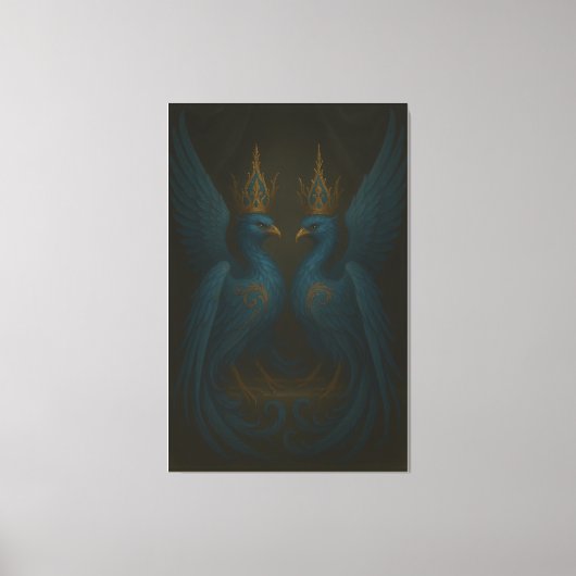 Blue Royal Phoenix Duo · Luxury Canvas Print (Voorkant)