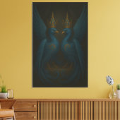 Blue Royal Phoenix Duo · Luxury Canvas Print (Insitu (Woonkamer))