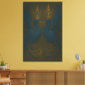 Blue Royal Phoenix Duo · Luxury Canvas Print (Insitu (Woonkamer))