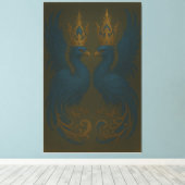 Blue Royal Phoenix Duo · Luxury Canvas Print (Insitu (Houten vloer))