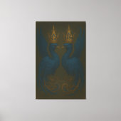 Blue Royal Phoenix Duo · Luxury Canvas Print (Voorkant)