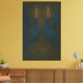 Blue Royal Phoenix Duo · Luxury Canvas Print (Insitu (Woonkamer))