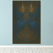 Blue Royal Phoenix Duo · Luxury Canvas Print (Insitu (Houten vloer))