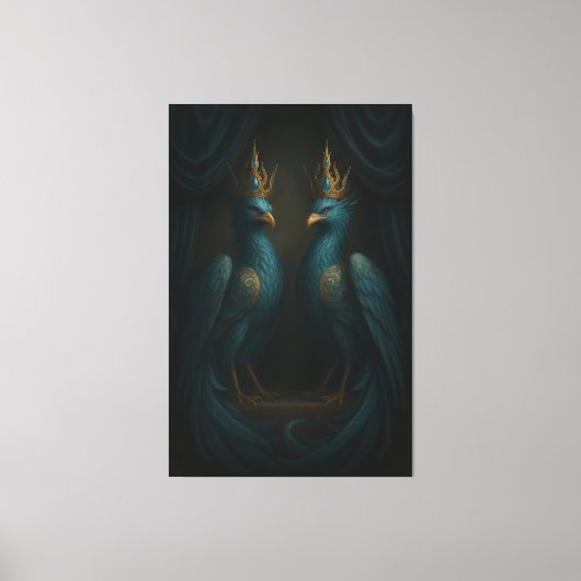 Blue Royal Phoenix Duo · Luxury Canvas Print (Voorkant)