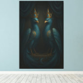 Blue Royal Phoenix Duo · Luxury Canvas Print (Insitu (Houten vloer))