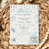 Blue Royal Prince Baby Shower Invitation Carriage Kaart