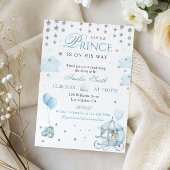 Blue Royal Prince Baby Shower Invitation Carriage Kaart