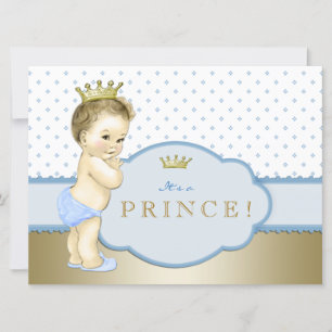 Blue Royal Prince Baby shower Kaart
