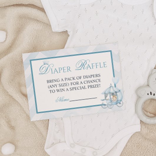 Blue Royal Prince Diaper Raffle Card Watercolor Informatiekaartje