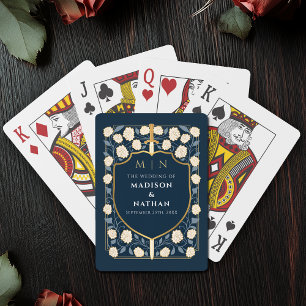 Blue Royal Sword Shield Wedding Favoriet Pokerkaarten